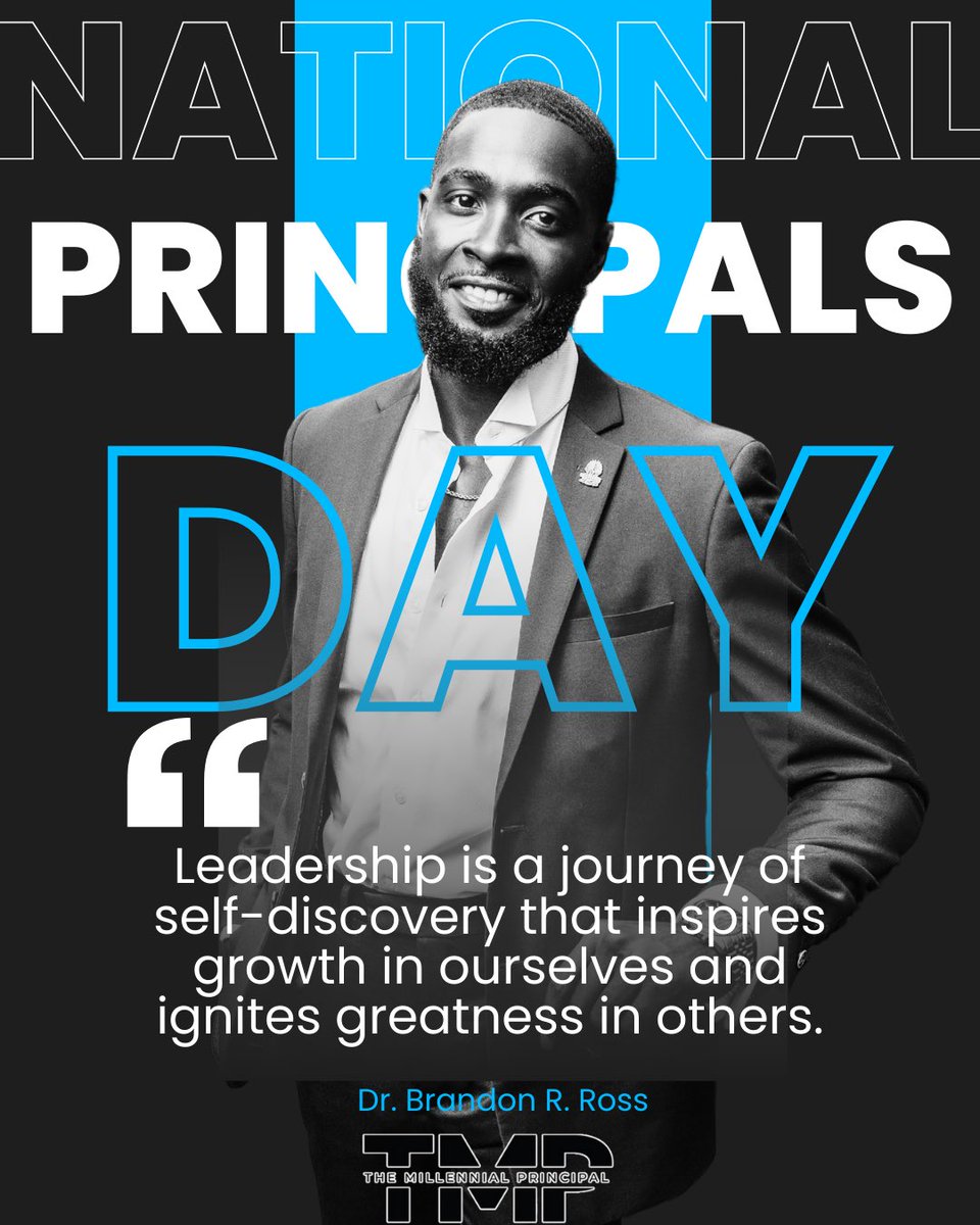 Brandon R. Ross, Ed.D (@drbrandonross) on Twitter photo Leadership starts within. The more we reflect, grow, and take bold steps, the more we empower others to do the same.
Happy National Principals Day to my Principal colleagues around the world!!
I’m blessed to be the Principal of <a href="/mullerroad/">Muller Road Middle</a> where we are Raising The Bar 🩵
#TMP Leadership starts within. The more we reflect, grow, and take bold steps, the more we empower others to do the same.
Happy National Principals Day to my Principal colleagues around the world!!
I’m blessed to be the Principal of <a href="/mullerroad/">Muller Road Middle</a> where we are Raising The Bar 🩵
#TMP