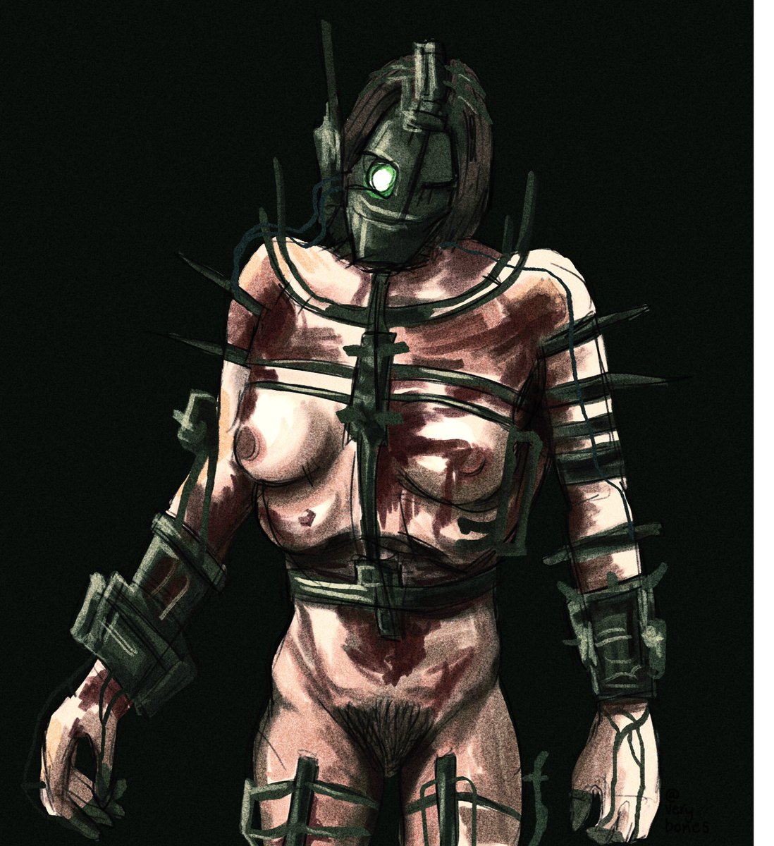 verybones's tweet photo. The Jaeger from Outlast Trials. She’s already jump scared me a bunch of times, her design is so cool and I love how she works in game. I really wanna do more Outlast Trials fanart especially of the Night Hunter https://t.co/Y1xHYQ2tVO
