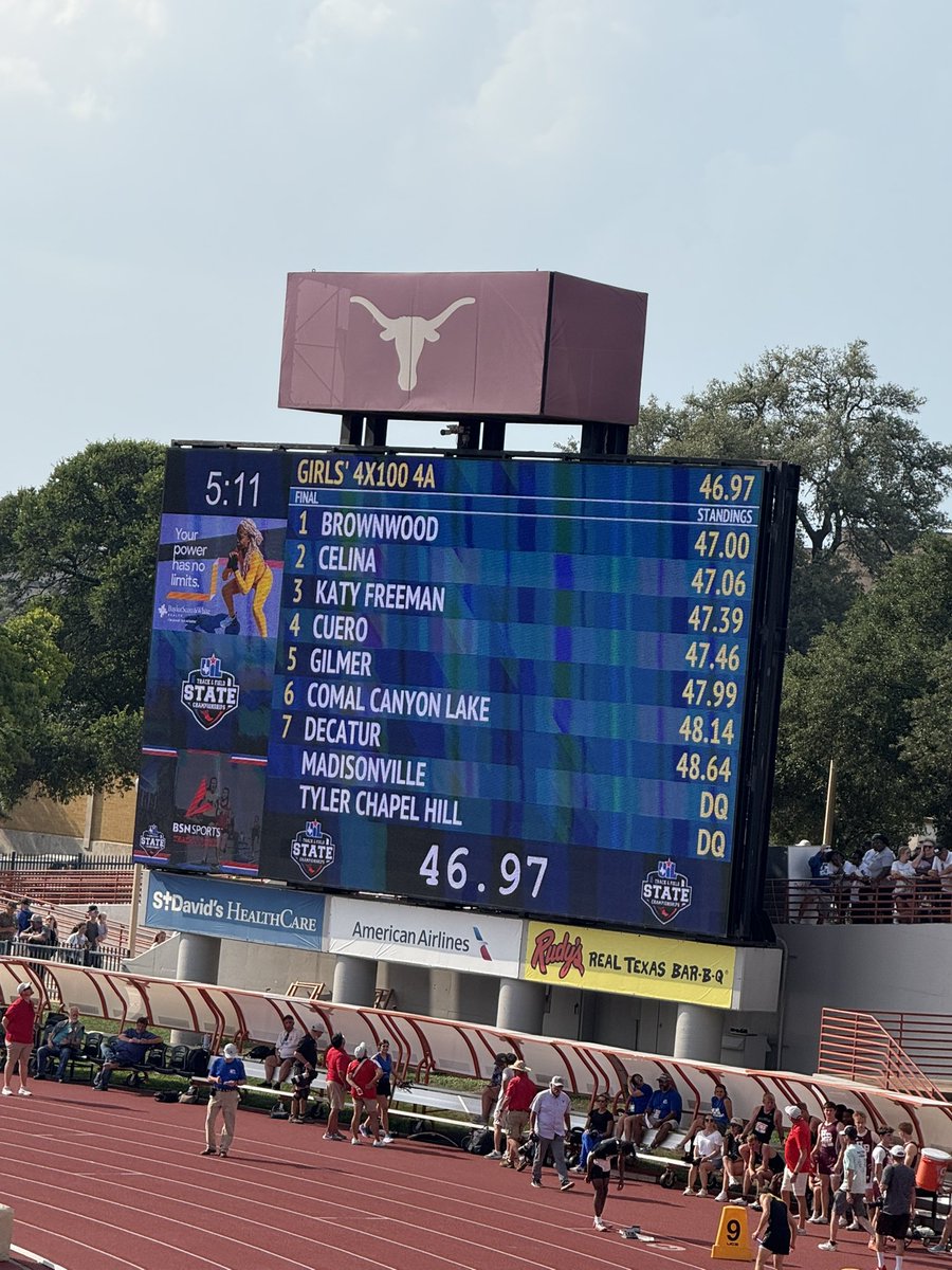 Katy Freeman Golden Eagles placed 3rd in the 4x100m Relay at the UIL 4A State Track &amp; Field Championships!

Freeman’s FIRST medal at a UIL State event. 

Congrats to McKenzie Cooper, Allanah Shepherd, Tiana Peck, Vivian Ferguson, &amp; Zamiyah McDonald! 

#goldeneaglesspeed