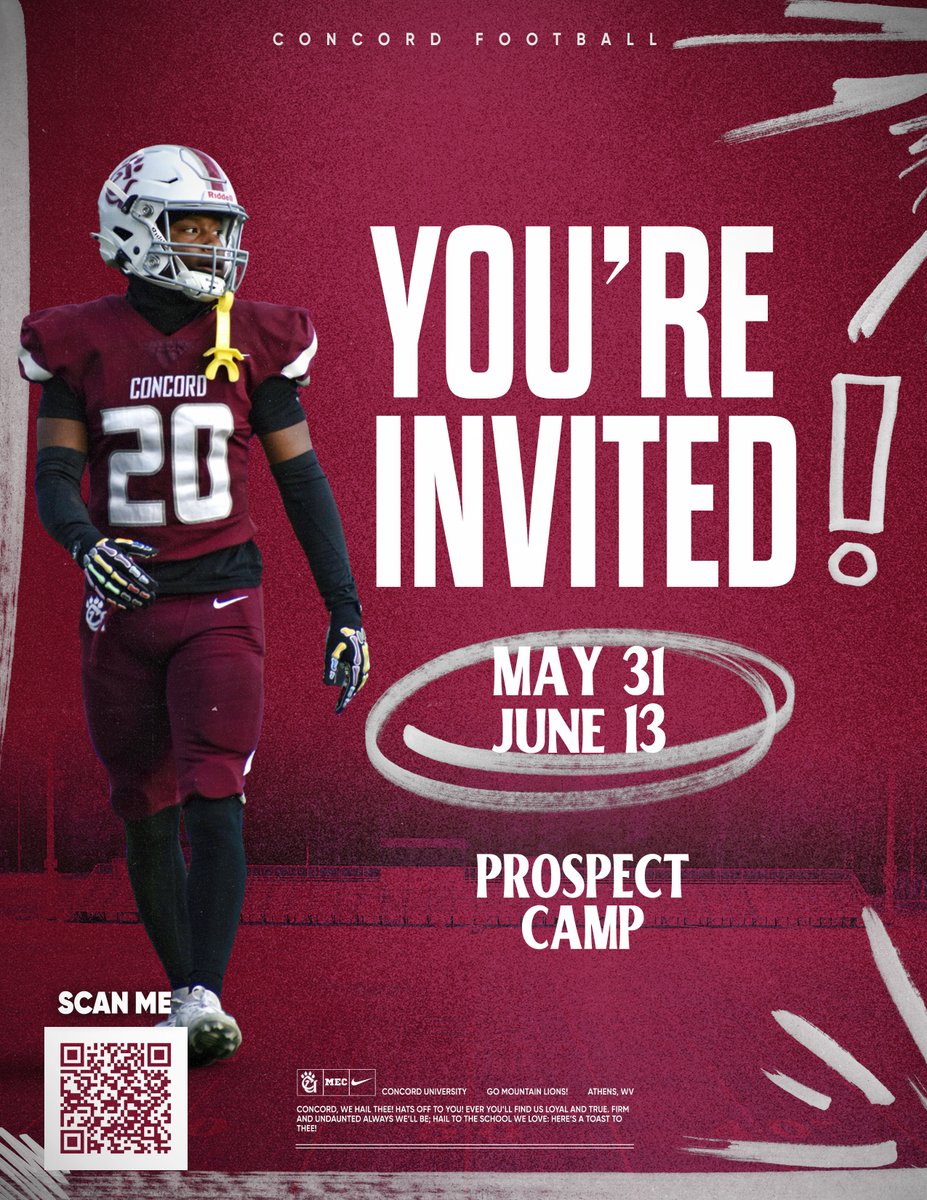 Thank you <a href="/CoachDCJohnson/">Dante Johnson</a> for the camp invite to go compete at <a href="/ConcordFootball/">Concord University Football</a> <a href="/JeffGierke/">COACH GIERKE</a> <a href="/AjBivins54250/">Anson “BIG BIV” Bivins 2028'</a> <a href="/LandonMartinQb1/">Landon Martin</a> <a href="/bench424nmore/">Mark Gibson</a> <a href="/SportPrepX/">SportPrepX</a> <a href="/bhernyscoutguy/">Brian Herny</a>