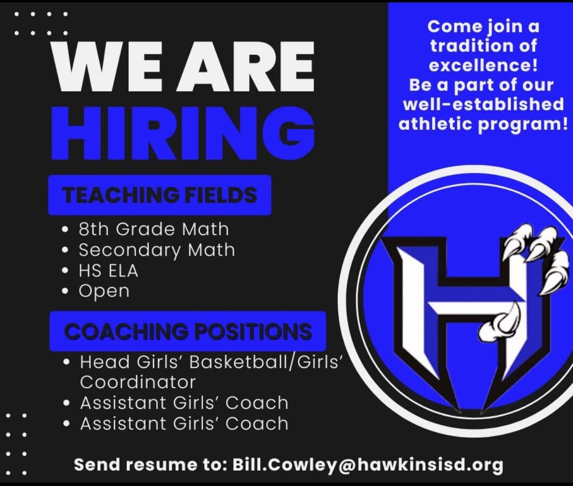 Come join the Hawk Family. Great kids, culture, and community support.