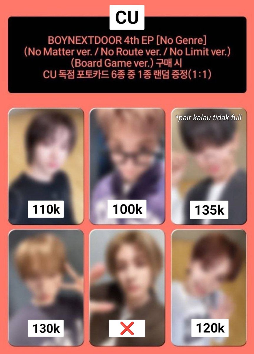 #1Dsell ada yg masih cari??
Rep/mt after DM

[POB only] dp kurangi 10k
- harga di pict

[Album only] dp kurangi 10k
- sungho 50k ✅✅✅
- riwoo 40k ✅✅✅
- jaehyun 60k ✅✅✅
- taesan 70k ✅✅✅
- leehan 70k ✅✅✅
- woonhak 55k ✅✅✅

‼️Tidak full = cancel
‼️Ada grup, dom Smg