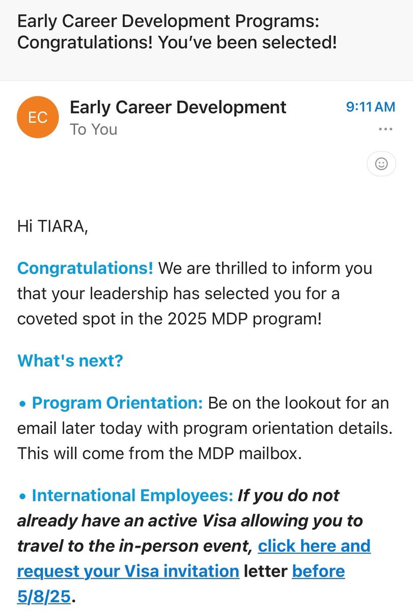 More work accomplishments!!!!! I’m so grateful I was selected to particpate in MDP for 2025!!! Another goal #CRUSHED. It’s giving Associate Director of Sales!!! 
#waitonit #leadHer #newlevels 🫶🏾💪🏾🗣️