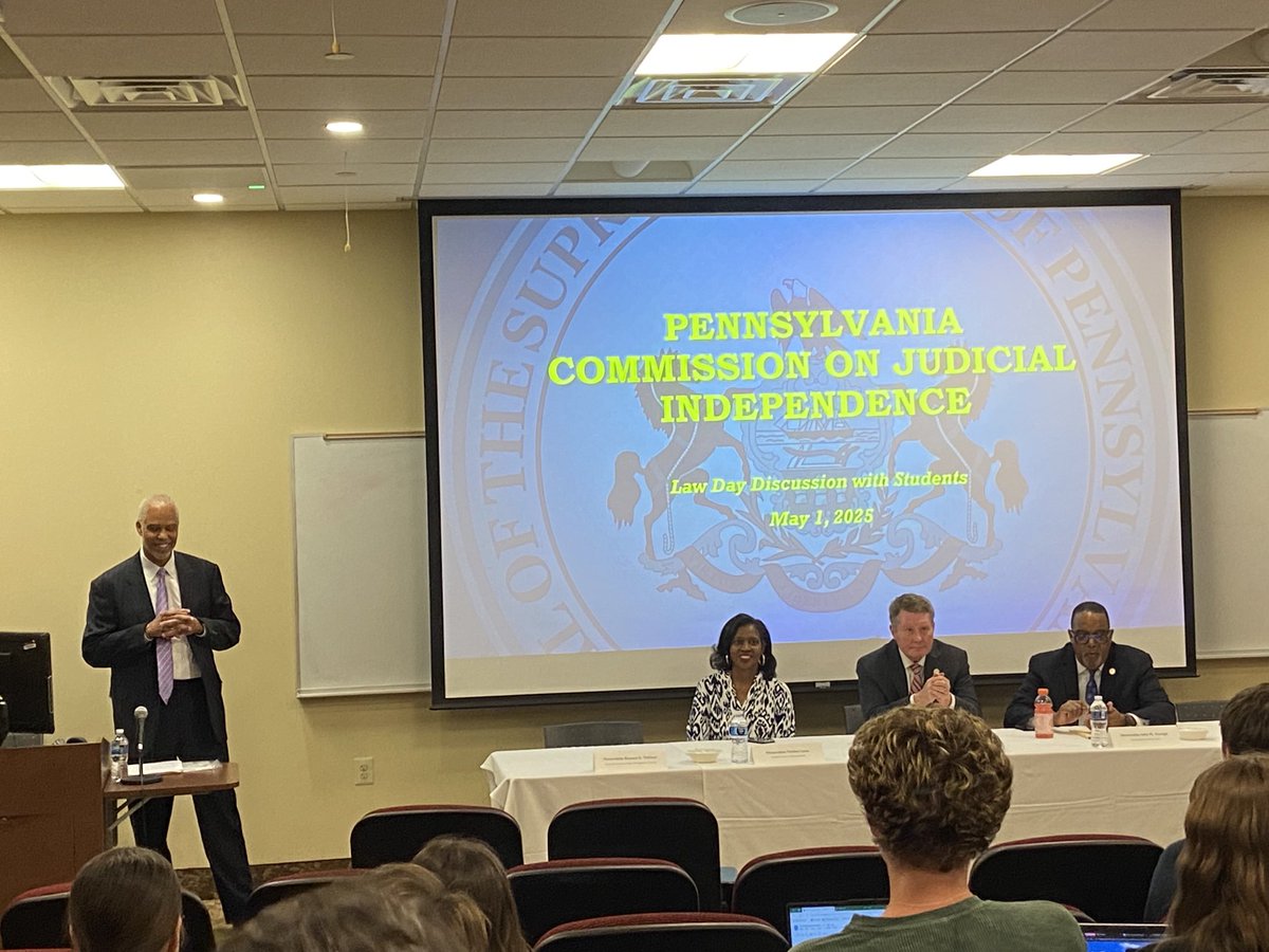 Judge Steve Tolliver leading the PA Commission on Judicial Independence on Law Day at Arcadia University.