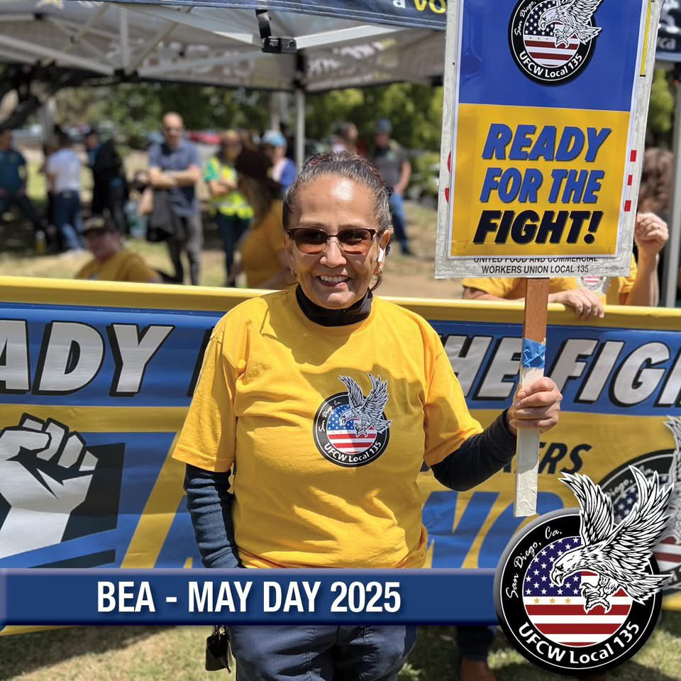 UFCW135's tweet photo. UFCW Local 135 showed up strong at today’s San Diego & Imperial Counties Labor Council May Day Rally in Balboa Park! 💪 Our members and staff proudly wore UFCW gold alongside union siblings from across the region. ✊
#MayDay #GroceryWorkersRising #ReadyForTheFight https://t.co/iTstypasSf