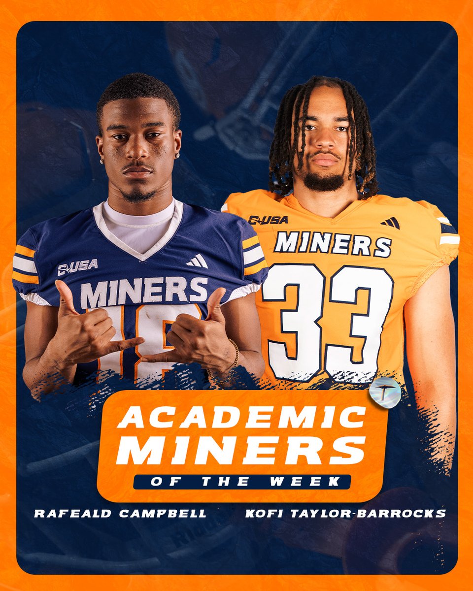 UTEP Football (@utepfb) on Twitter photo Congratulations to our ๐๐๐๐๐๐ฆ๐ข๐ ๐๐ข๐ง๐๐ซ๐ฌ ๐จ๐ ๐๐ก๐ ๐๐๐๐ค, Rafeald Campbell and Kofi Taylor-Barrocksโผ๏ธ
#PicksUp | #WinTheWest <a href="/RafealdCampbell/">Rafeald2Campbell</a> <a href="/BarrocksKofi/">Kofi Taylor-Barrocks</a> Congratulations to our ๐๐๐๐๐๐ฆ๐ข๐ ๐๐ข๐ง๐๐ซ๐ฌ ๐จ๐ ๐๐ก๐ ๐๐๐๐ค, Rafeald Campbell and Kofi Taylor-Barrocksโผ๏ธ
#PicksUp | #WinTheWest <a href="/RafealdCampbell/">Rafeald2Campbell</a> <a href="/BarrocksKofi/">Kofi Taylor-Barrocks</a>