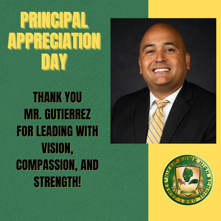 Happy Principal Appreciation Day to our leader! Thank you for your support, dedication, and the positive impact you make on our school every day!💚💛  #WarriorPride