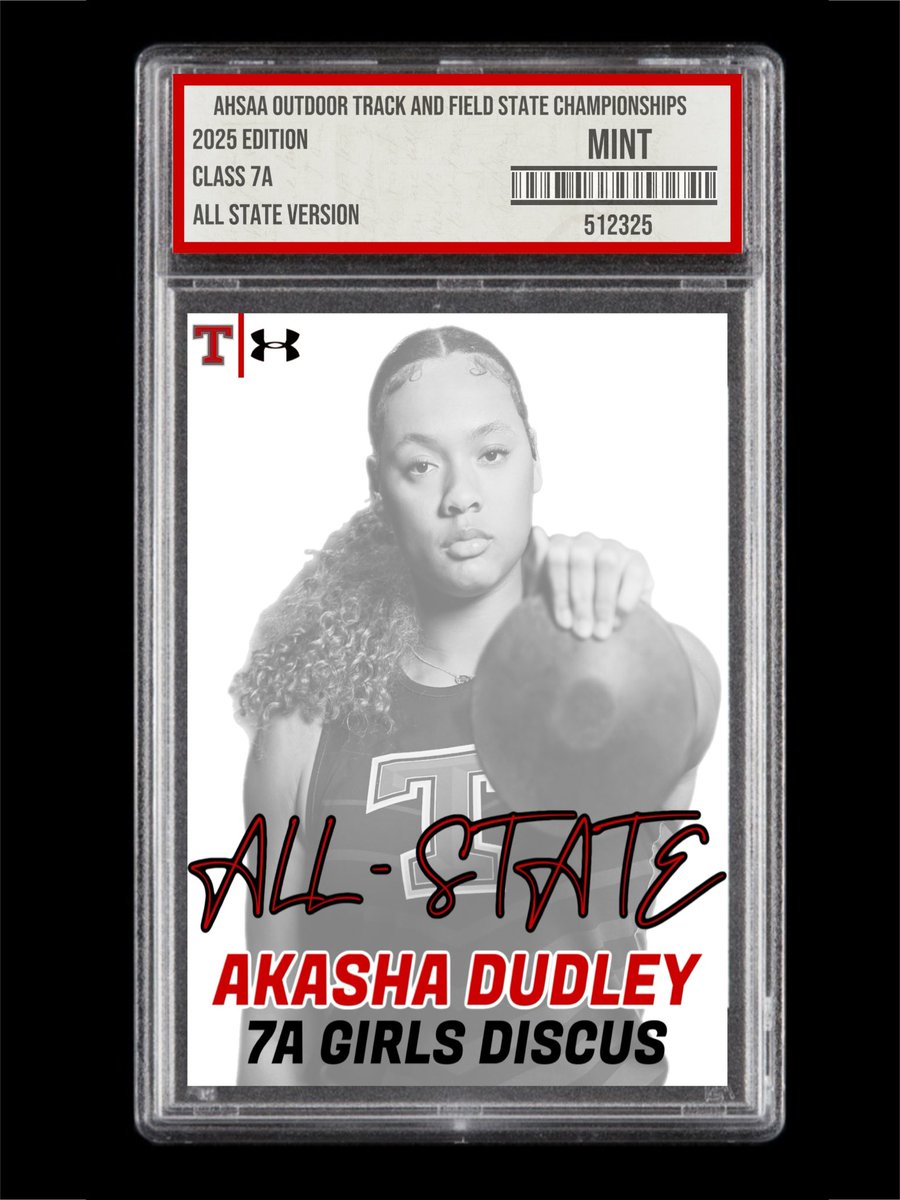 Congratulations to senior Akasha Dudley for finishing runner up in the 7A Girls Discus and making All State at the 2025 AHSAA Outdoor Track and Field State Championships!! Go Warriors!