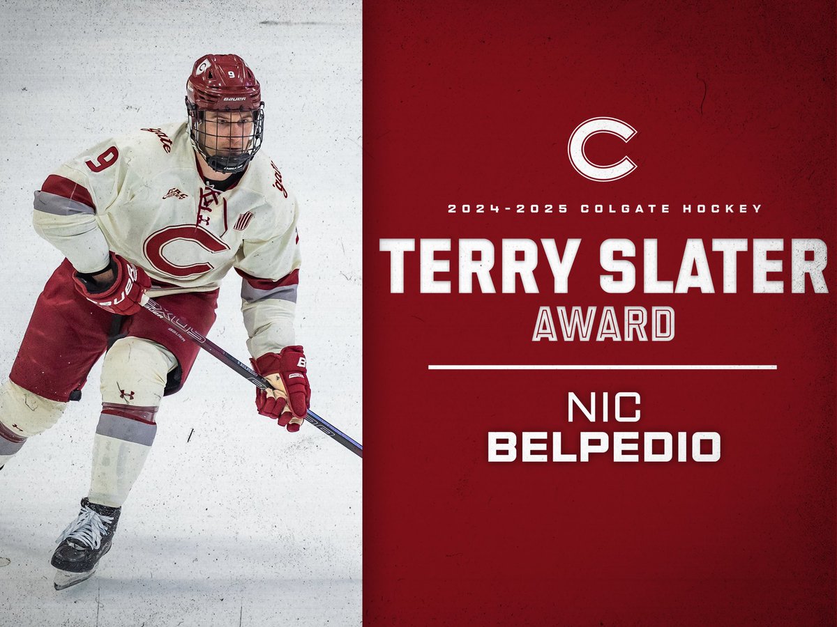 The Terry Slater Trophy is awarded by the Silver Puck Club to the senior whose performance, leadership and dedication on and off the ice, during his career, had the greatest impact on Colgate hockey.

Congratulations Nic on receiving our first award!
