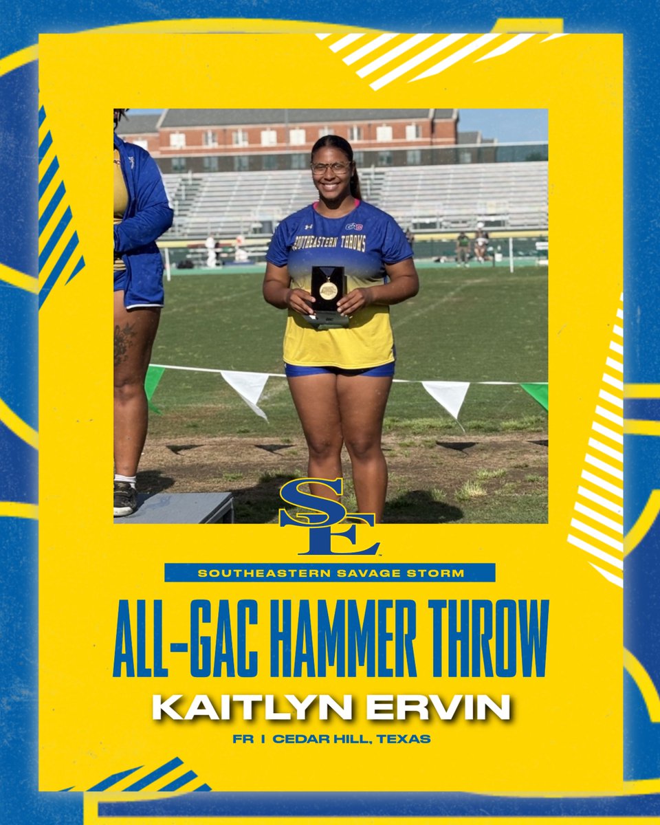 Southeastern Athletics (@gosoutheastern) on Twitter photo Congratulations to Southeastern's first two All-GAC Honorees as Kaitlyn Ervin and Mariana Mendez picked up all-conference honors in the Hammer Throw!
<a href="/SavageStormXCTF/">Southeastern Oklahoma State XC/TF</a> | #GoSoutheastern | #TakeCover Congratulations to Southeastern's first two All-GAC Honorees as Kaitlyn Ervin and Mariana Mendez picked up all-conference honors in the Hammer Throw!
<a href="/SavageStormXCTF/">Southeastern Oklahoma State XC/TF</a> | #GoSoutheastern | #TakeCover