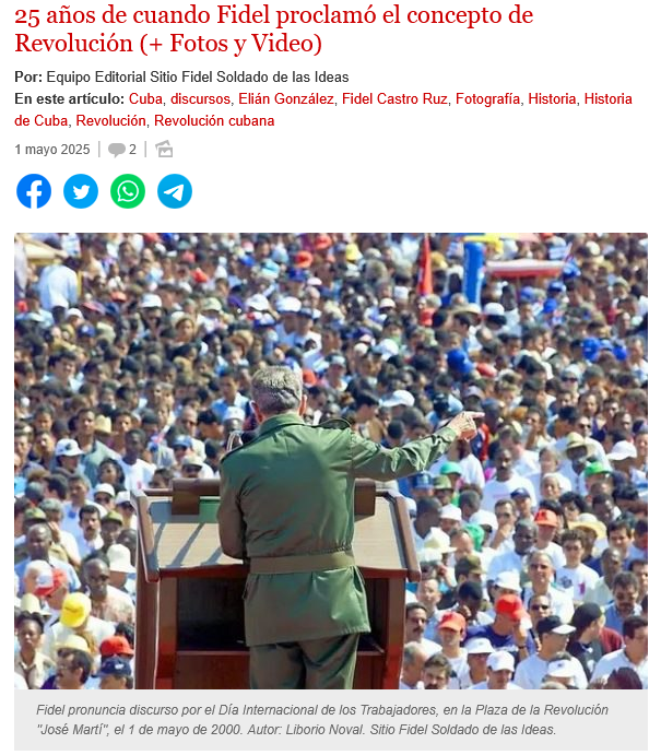 Dany Esquijarosa Bonilla (@danyebonilla03) on Twitter photo #1Mayo | 25 años de cuando #Fidel proclamó el concepto de Revolución cubadebate.cu/especiales/202… <a href="/cubadebatecu/">Cubadebate</a> #1Mayo | 25 años de cuando #Fidel proclamó el concepto de Revolución cubadebate.cu/especiales/202… <a href="/cubadebatecu/">Cubadebate</a>