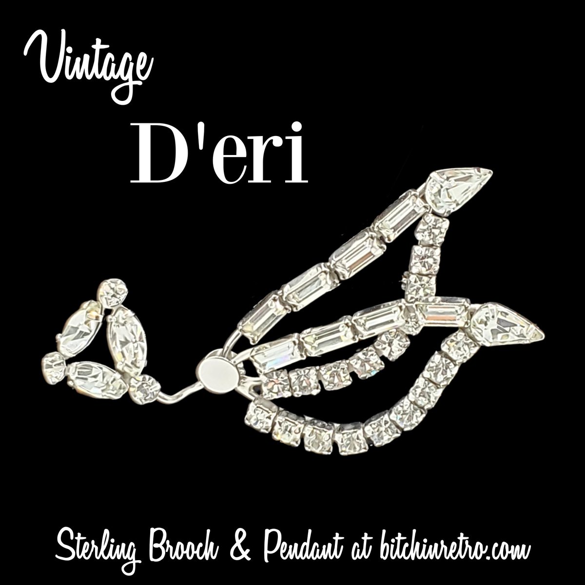 RetroCEO's tweet photo. Is it a #bird? Is it a plane? Circa 1950's sterling brooch and/or pendant by D'eri with mid century modern style, and crystal clear rhinestones. #Rare and #collectible.
#mothersdaygifts #vintagejewelry #vintagestyle #brooch #midcenturymod #bitchinretro
https://t.co/2PfMxWWwMe https://t.co/TUpApYLSSD