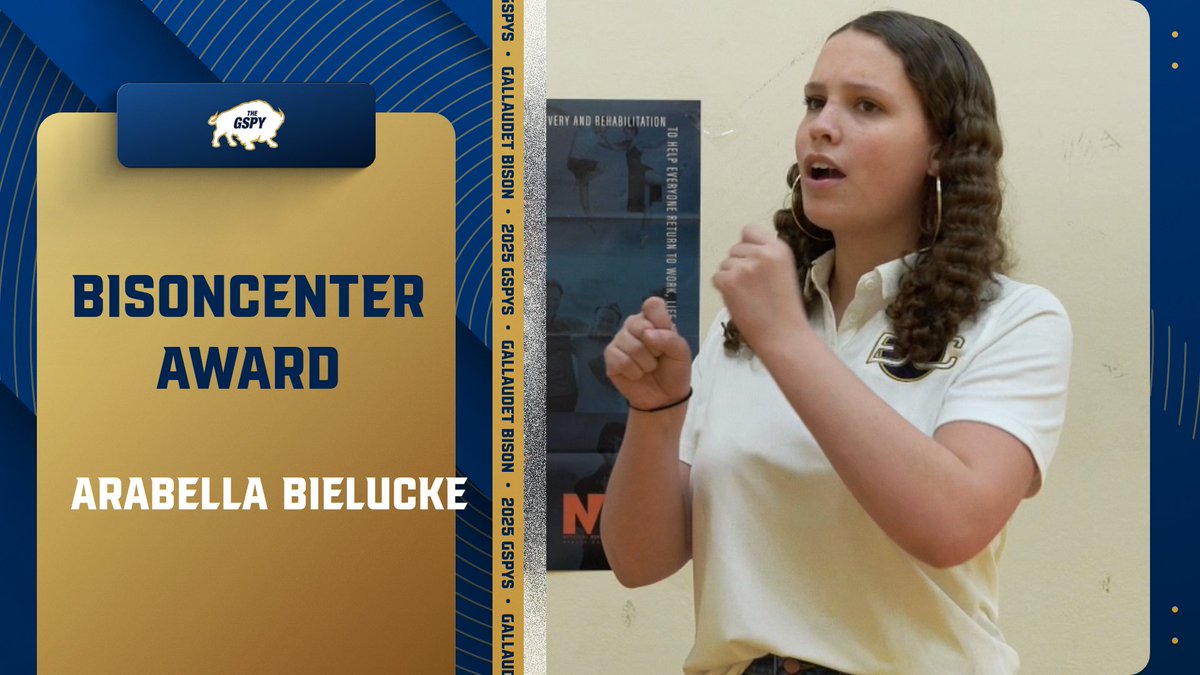 Gallaudet Bison (@gallaudetbison) on Twitter photo 2025 GSPYS: BisonCenter Award
Arabella Bielucke
#GUBison | #GSPYs 2025 GSPYS: BisonCenter Award
Arabella Bielucke
#GUBison | #GSPYs