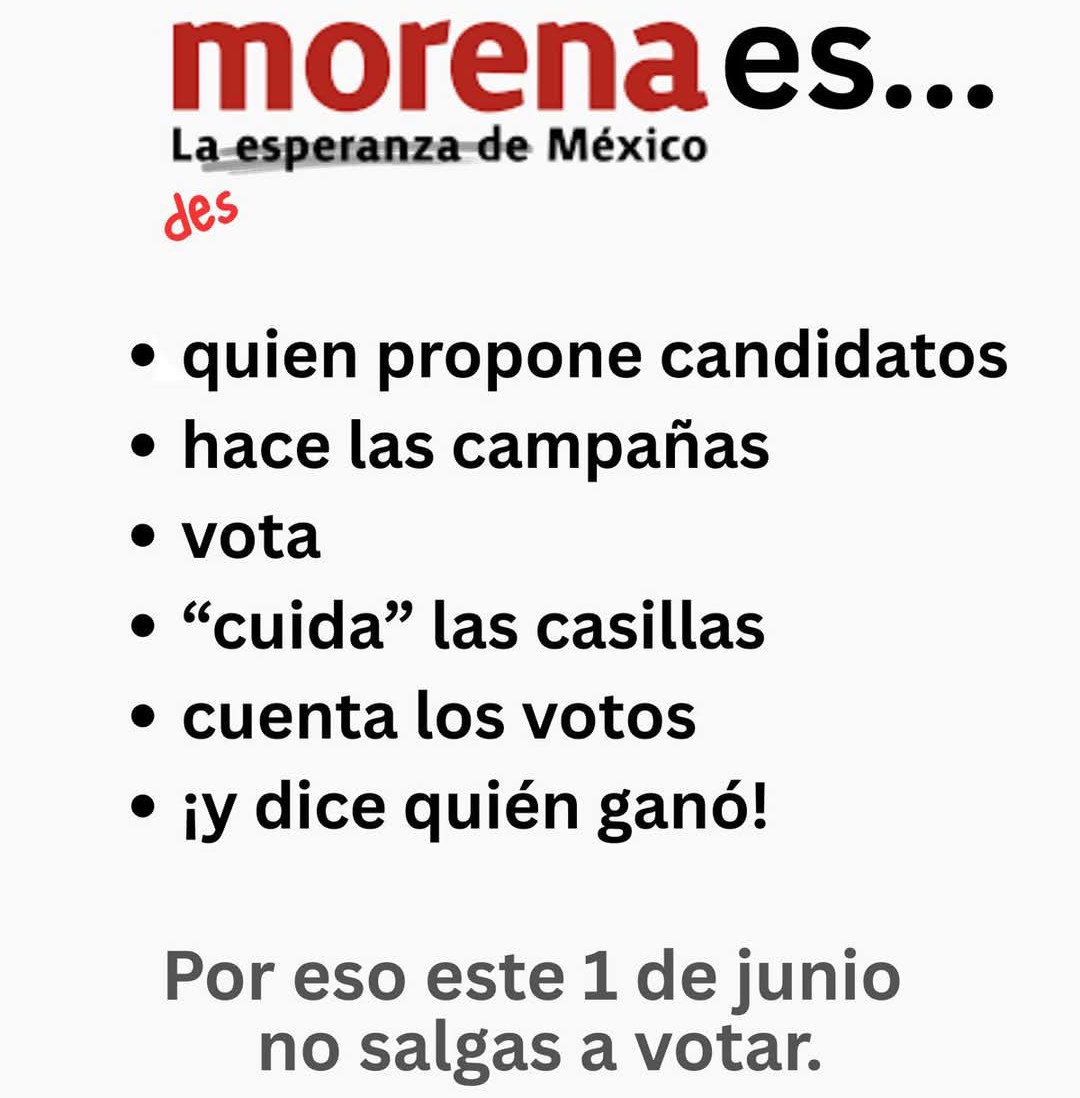 Si morena hace todo, PUES QUE VOTE morena.🥳

#YoNoVotoEnJunio
#NoAlVotoPopular 

Quien de acuerdo ?🙋‍♀️