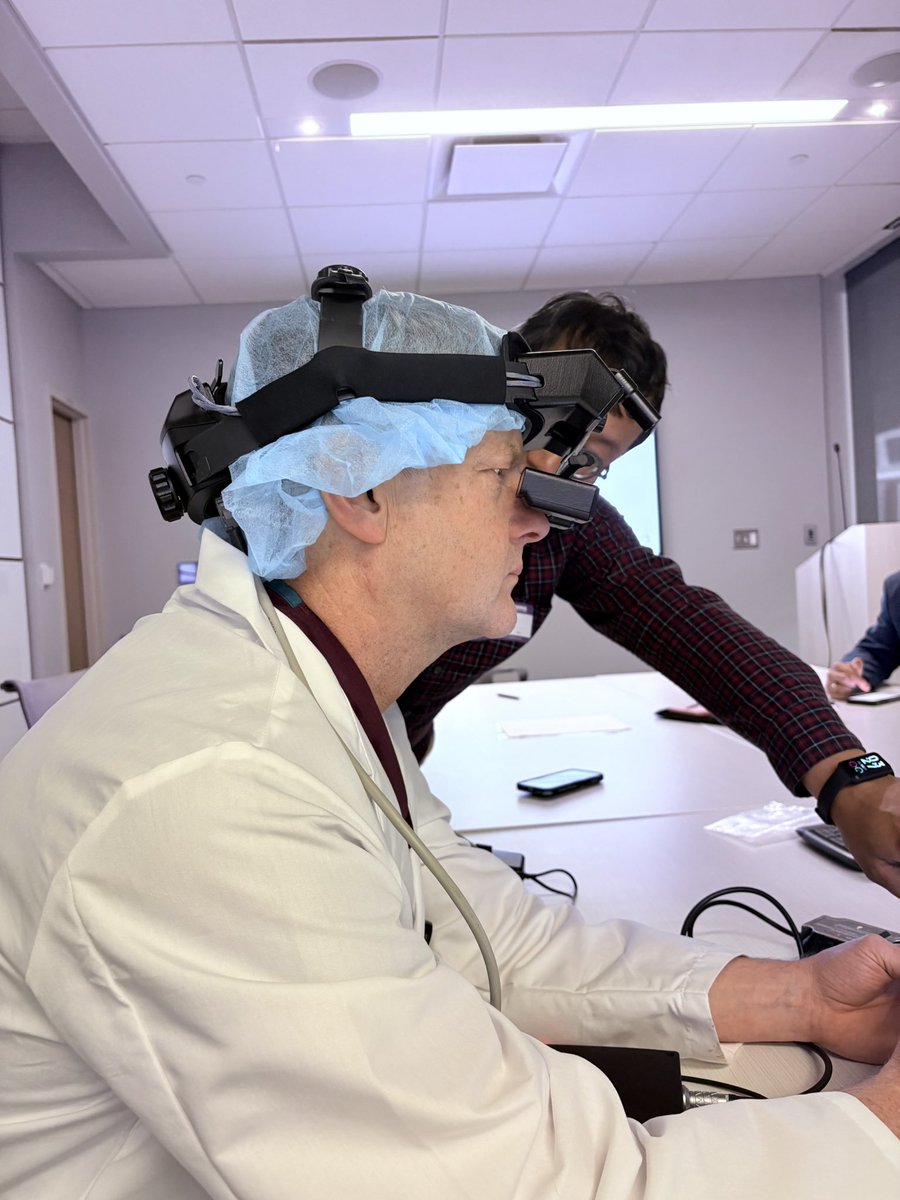 Trying out SurgiSight™  led by Prof. Yang Liu from UIowa College of Engineering <a href="/UIowaEngr/">UIowa Engineering</a>. The first wearable, 3-D surgical microscope, 2-8x magnification and recording capabilities. One of Time’s Magazine best inventions of 2024. A transformative leap in surgical visualization