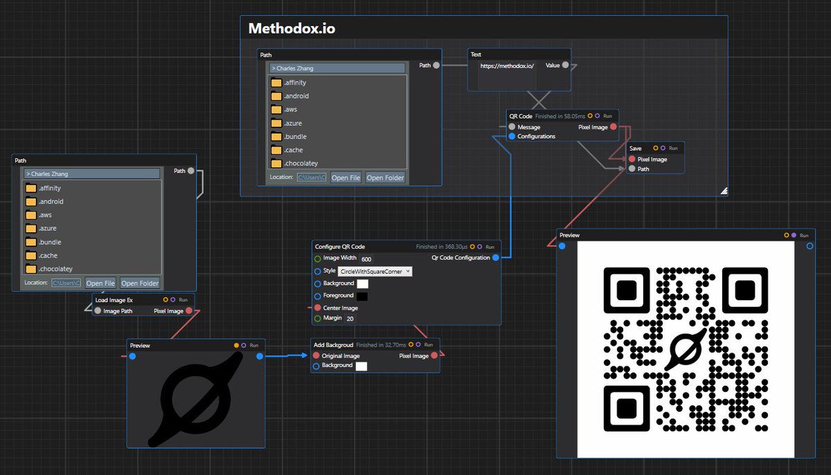divooka's tweet image. Generate QR code in Divooka.

#VisualProgramming #Divooka
