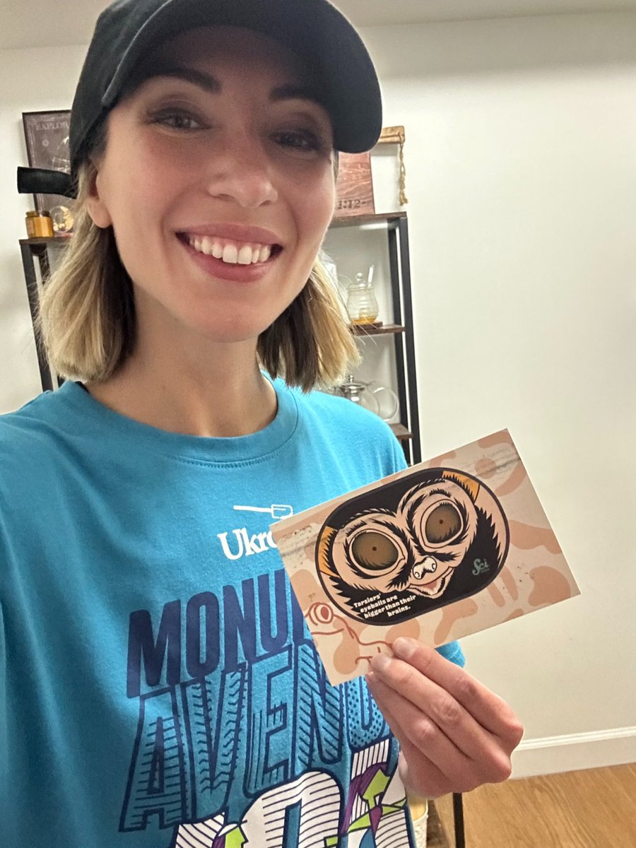 Omg my <a href="/SciShow/">SciShow</a> postcard finally came. Obsessed with this tarsier — it’s so wild to me that its eyes are bigger than its brain. Thanks for the fun fact <a href="/hankgreen/">Hank Green</a> and pals!