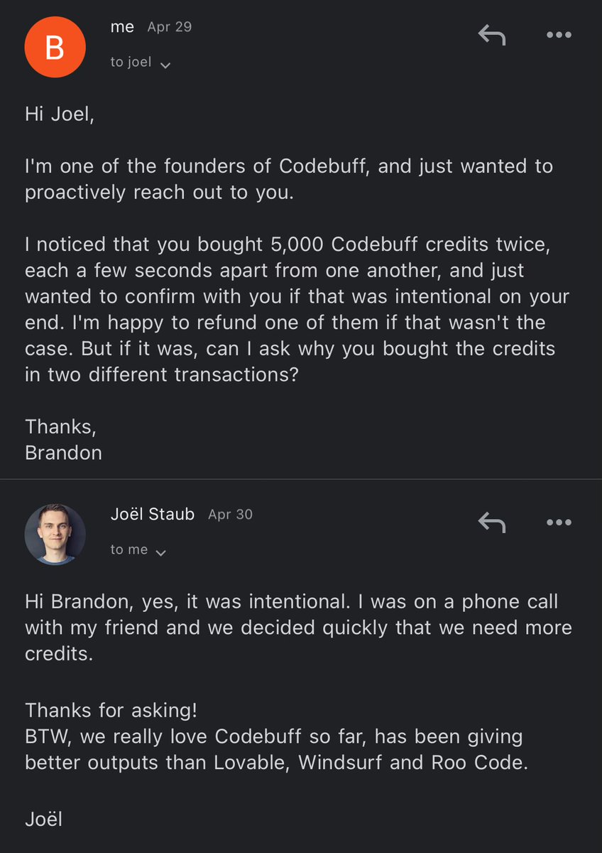 Brandon Chen (@brandonkachen) on Twitter photo One fun diff between usage and subscription pricing is when you see a user pay twice in one minute, it may not be a bug!
Thanks for the kind words <a href="/joel_shadow92/">Joël Staub</a>! One fun diff between usage and subscription pricing is when you see a user pay twice in one minute, it may not be a bug!
Thanks for the kind words <a href="/joel_shadow92/">Joël Staub</a>!