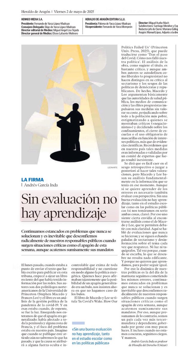 Sin evaluación no hay aprendizaje heraldo.es/noticias/opini… vía <a href="/heraldoes/">Heraldo de Aragón</a>