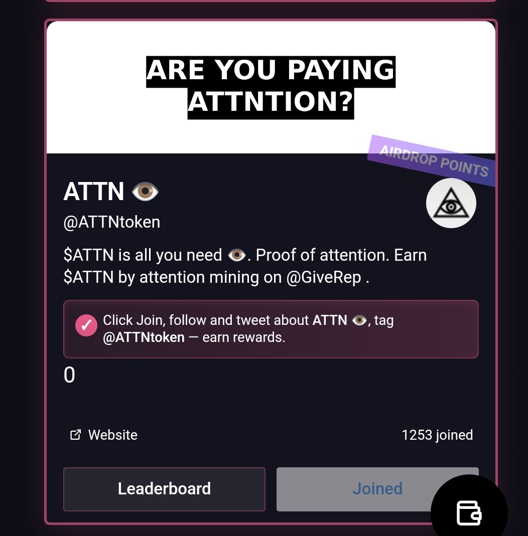 smolwyne's tweet photo. ☕️ GM @GiveRep ARMY!
The $ATTN Token Airdrop is coming soon — just for you!

@GiveRep will reward users with $ATTN Tokens based on their rank on the GiveRep leaderboard. The higher you rank, the more you earn. So keep grinding and stay active!

Are you hyped for the first-ever GiveRep airdrop?
Drop a comment with:
OP_NET motoswap @ATTNtoken @GiveRep

Let’s make it big! #opnet #GiveRep #Airdrop #SuiBasecamp
