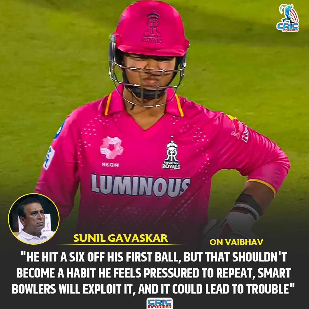CricInformer's tweet image. "Sunil Gavaskar shares insights on Vaibhav Suryavanshi's rapid rise in IPL"

#MIvsRR  #GamePlan #HardikPandya #RRvsMI #MumbaiIndians #IPL2025 #IPL #indiancricket #TrentBoult #bcci #sanjusamson #riyanparag #surya

@IPL
@BCCI
@mipaltan