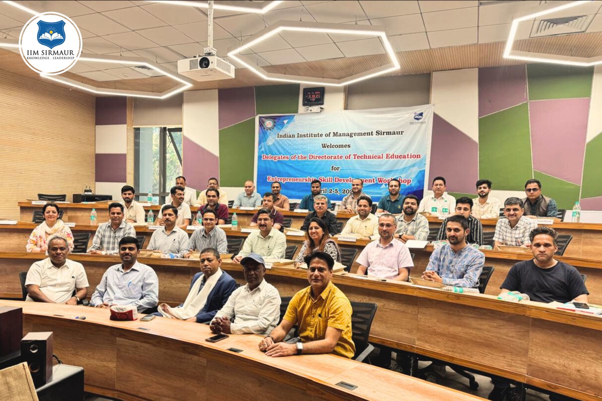 IIM Sirmaur (@iim_sirmaur) on Twitter photo To strengthen the #entrepreneurship ecosystem in Himachal Pradesh, <a href="/IIM_Sirmaur/">IIM Sirmaur</a> conducted a four-day Management Development Programme for faculty members of polytechnic colleges. Sponsored by <a href="/DTEofHP/">Directorate of Technical Education Himachal</a>, the programme featured engaging sessions and workshops led by our faculty. To strengthen the #entrepreneurship ecosystem in Himachal Pradesh, <a href="/IIM_Sirmaur/">IIM Sirmaur</a> conducted a four-day Management Development Programme for faculty members of polytechnic colleges. Sponsored by <a href="/DTEofHP/">Directorate of Technical Education Himachal</a>, the programme featured engaging sessions and workshops led by our faculty.