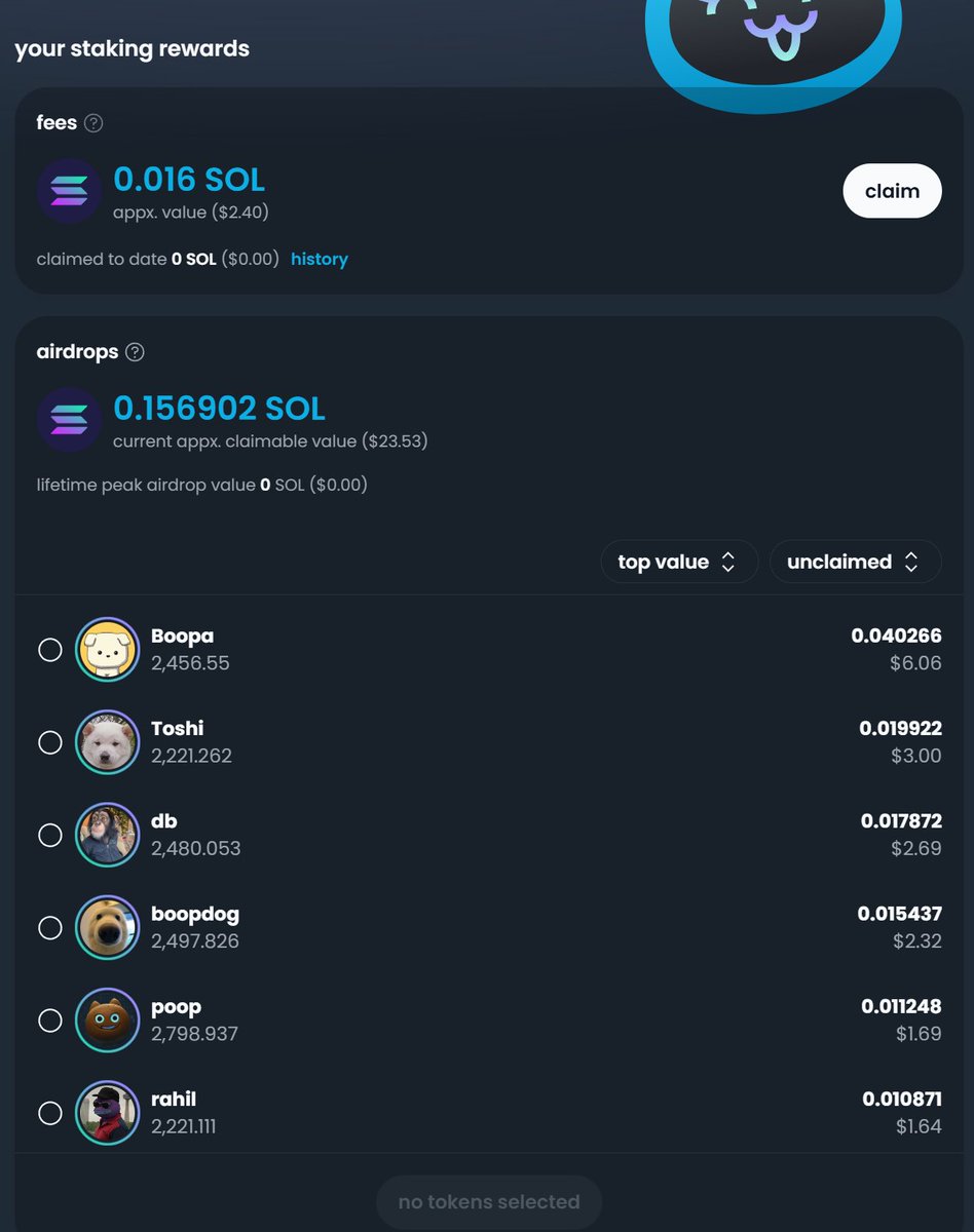 $boop 价格虽然下来不少，但是质押了1000个，每天发一点破烂meme，也还不错