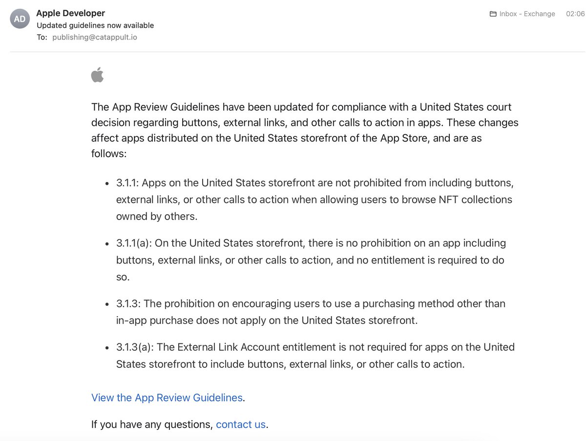Just freshly received from Apple — definitely a victory for <a href="/EpicGames/">Epic Games Store</a> and <a href="/TimSweeneyEpic/">Tim Sweeney</a>.