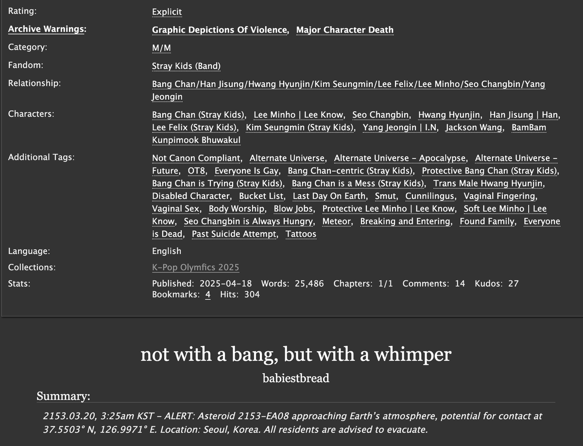 plswashyourrice's tweet photo. not with a bang, but with a whimper 
- ot8/eight is fate 
- E, 25.4k 
- tws: major character death, graphic descriptions of violence, immense feel goods that delve into sadness 
- written for @kpopolymfics 
- https://t.co/stsAjoF2ua https://t.co/Ady1lvqeCS