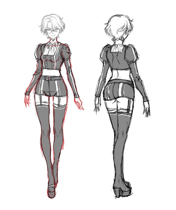 神遊戯のカミィラさんの衣装はA案に決定したので背面のラフ〜✨ 