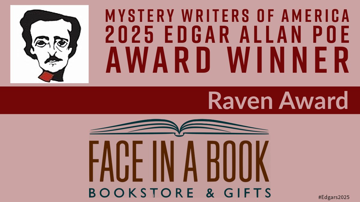 Congratulations to <a href="/faceinbooks/">Face in a Book</a>, winner of the Raven Award. #Edgars2025