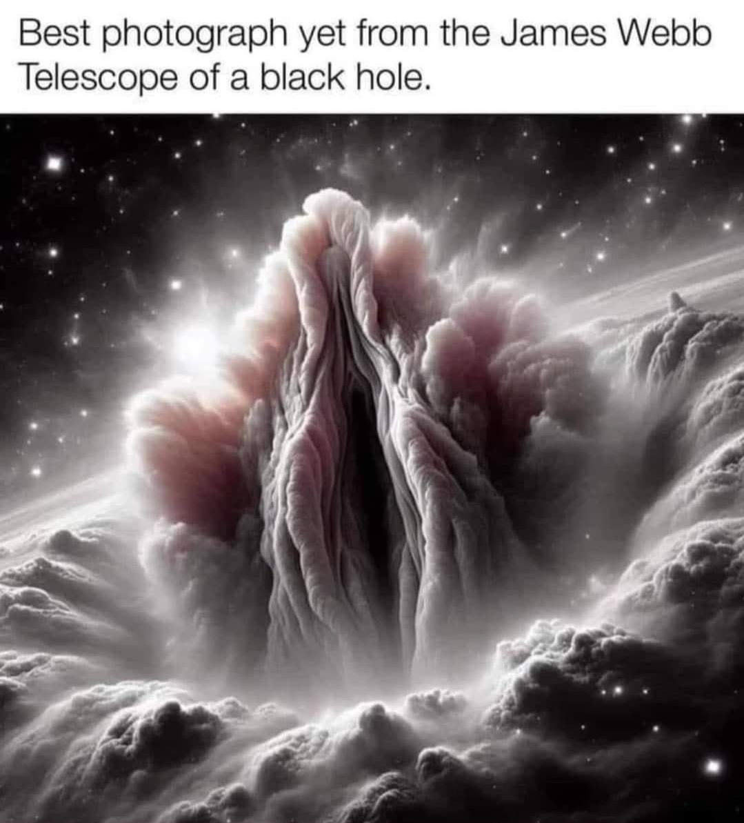 crypto_petey's tweet image. Y&apos;all see this picture #space #blackhole #lookslikeaV #reproductive lmao