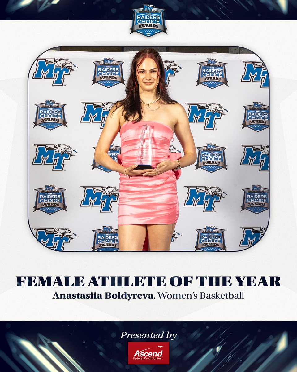 Middle Tennessee Athletics (@mtathletics) on Twitter photo The nationโs leader in blocks and the <a href="/ConferenceUSA/">Conference USA</a> Defensive Player of the Year adds another award to her list! Anastasiia Boldyreva is our ๐
๐๐ฆ๐๐ฅ๐ ๐๐ญ๐ก๐ฅ๐๐ญ๐ ๐จ๐ ๐ญ๐ก๐ ๐๐๐๐ซ!
#RCA2025 The nationโs leader in blocks and the <a href="/ConferenceUSA/">Conference USA</a> Defensive Player of the Year adds another award to her list! Anastasiia Boldyreva is our ๐
๐๐ฆ๐๐ฅ๐ ๐๐ญ๐ก๐ฅ๐๐ญ๐ ๐จ๐ ๐ญ๐ก๐ ๐๐๐๐ซ!
#RCA2025