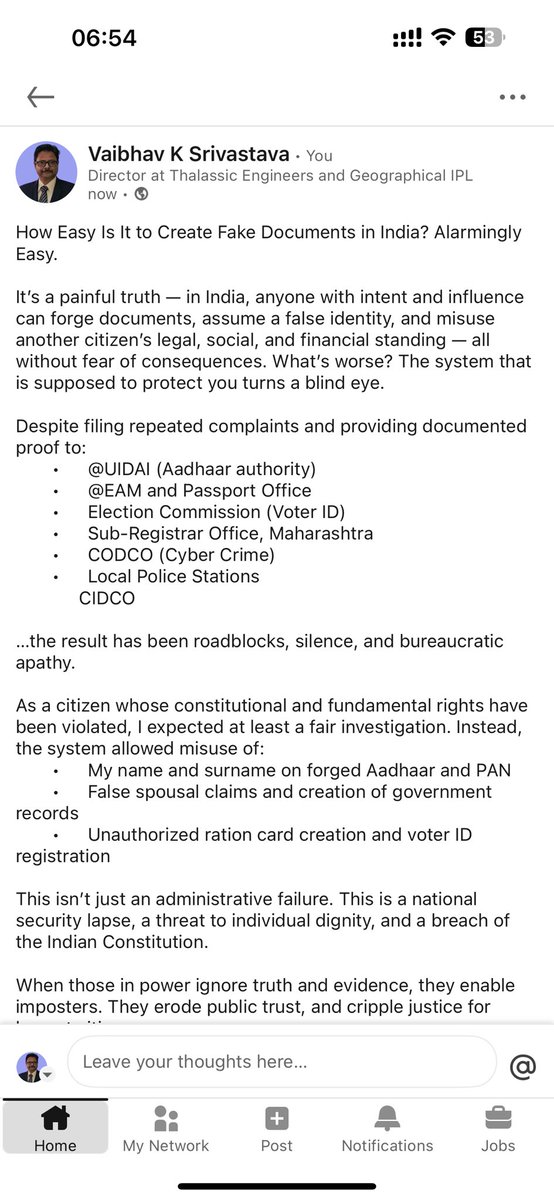 Vaib_Sriv27's tweet image. #IdentityTheft
#UIDAIFailure
#BureaucraticInjustice
#RightToBeHeard
#ConstitutionalRights
#FraudInIndia
#WakeUpAuthorities
#RTIStonewalling
#AdministrativeFailure

@ceo_uidai @ECISVEEP @CIDCO_Ltd @IGR_Maharashtra @EAM @GoI_MeitY @PMOIndia @HMOIndia