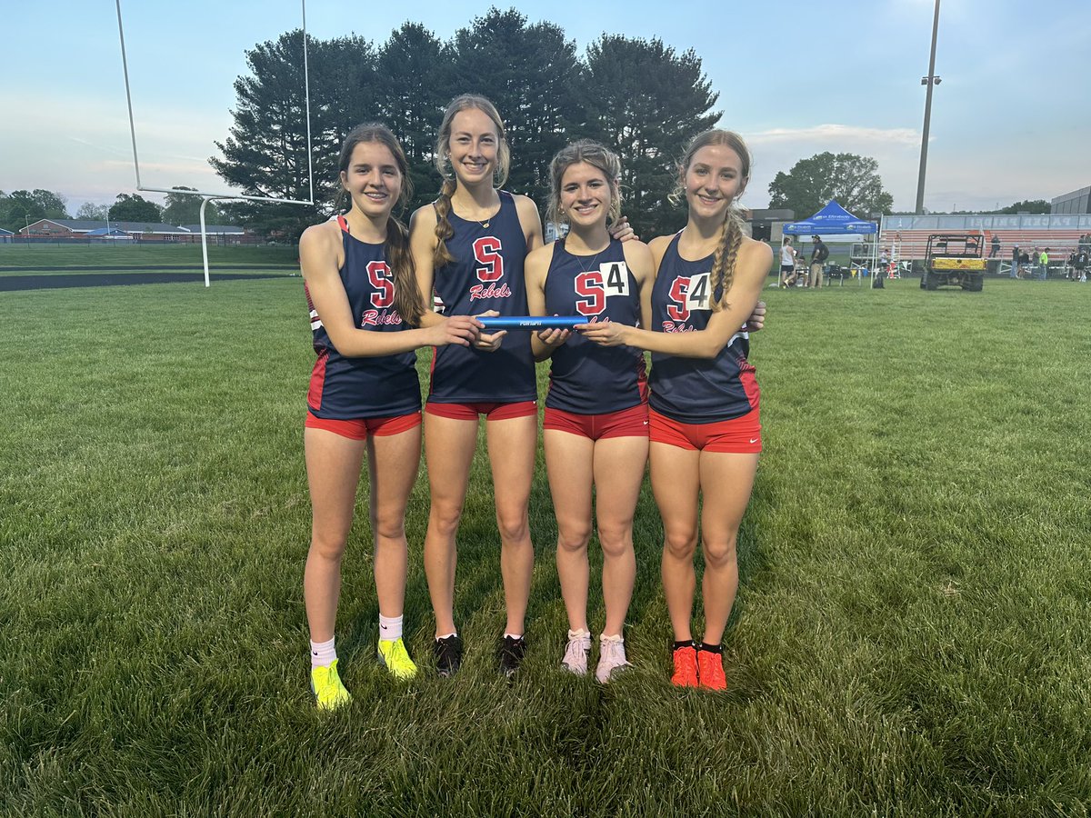 The relay team of Olivia Simpson, Mikayla Nussbaum, Sophie Ford and Tori Gammons had a record breaking night! They broke the invitation record in the 4x800 and 4x400 and broke the school record in the 4x400 with a time of 4:18.39!!!