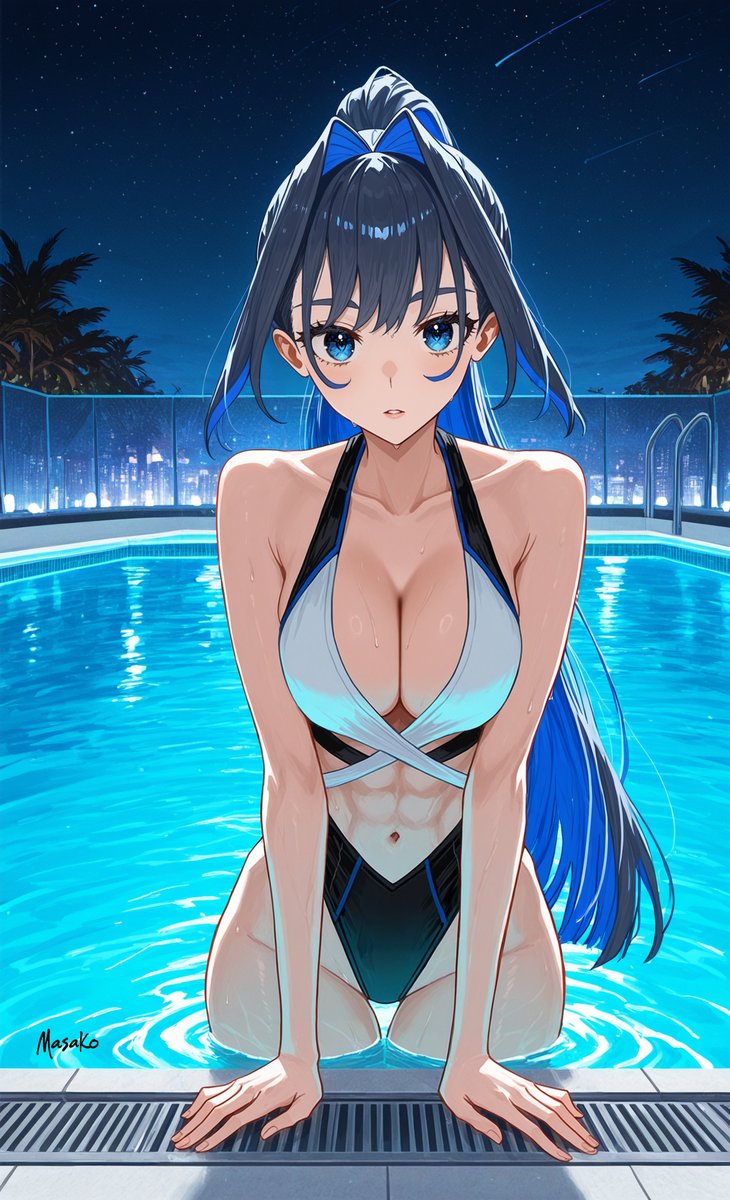 masako_o0's tweet image. Late night pool with Kronii

#ourokronii #kronii #kronillust #hololive #ホロライブ #クロニー