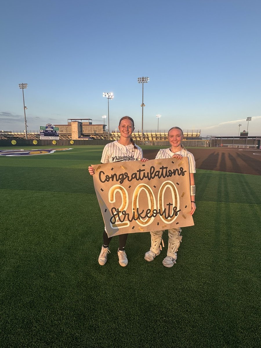 I just achieved another great goal of 200 strike outs!! My original goal was to get 175 strike outs, but I am sitting at a good 205. We won our first game of Area, stay tuned!! Also thank you to my amazing catcher, <a href="/TaylorJ20791318/">Taylor Jones 2027 NCAA ID# 2405292636</a> 
<a href="/AggieSoftball/">Texas A&M Softball</a> <a href="/JasonDellaRosa/">Jason Della Rosa</a> <a href="/GMsportsmedia1/">GM Sports Media</a>
