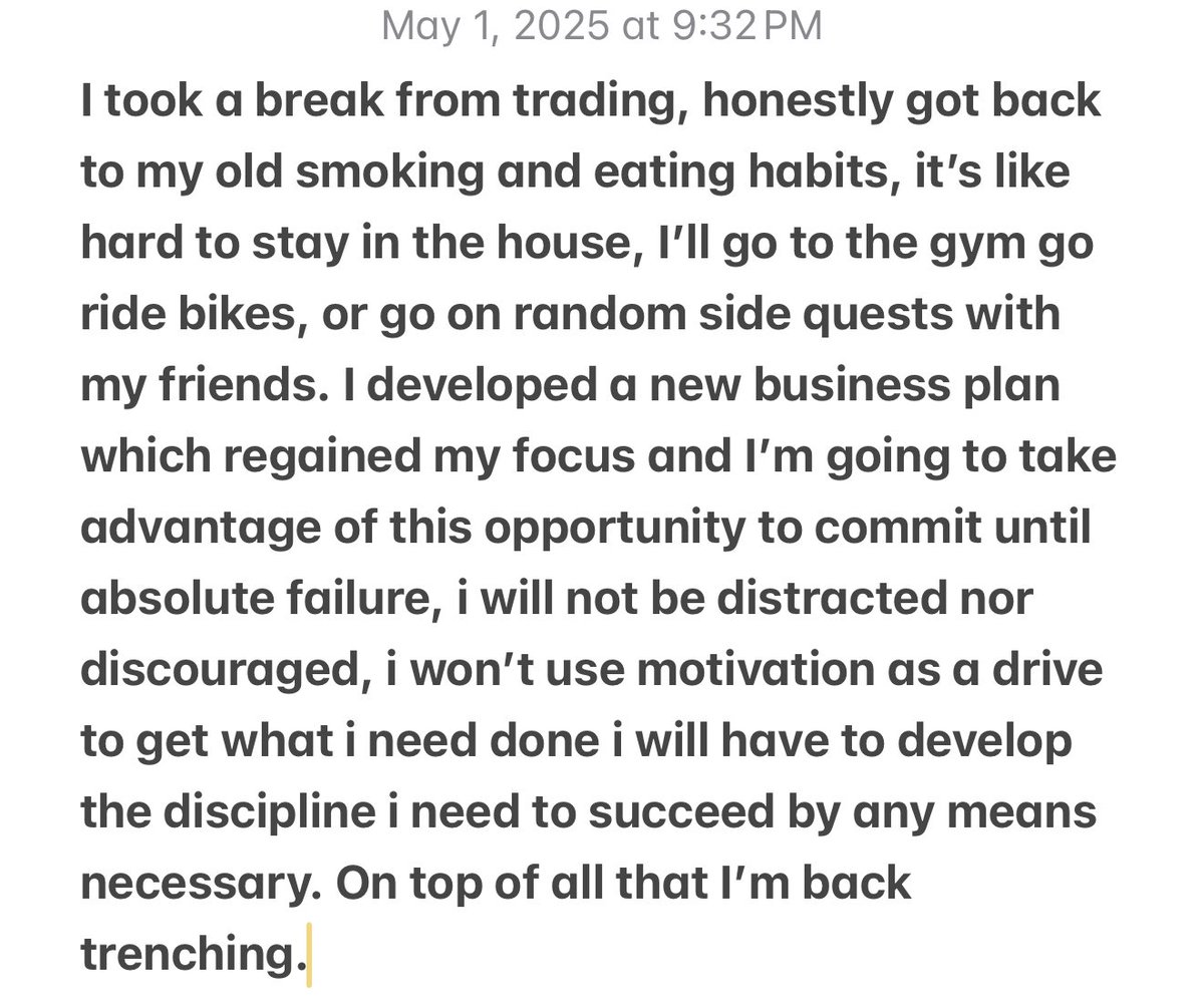 swiftptrading's tweet image. Publicly holding myself accountable, this is how serious I am about my future.