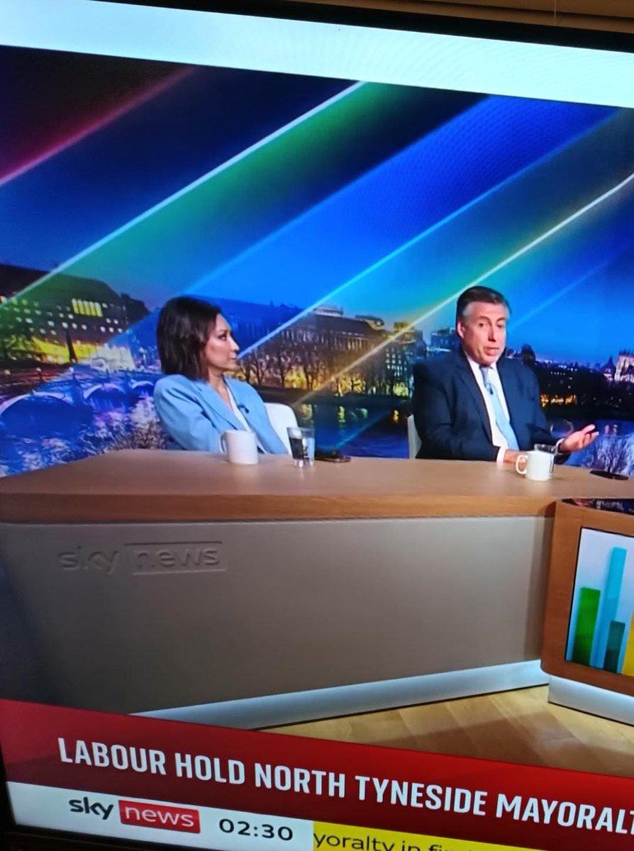 Sharkus80's tweet image. People may well be interested in Labour holding North Tyneside Mayoralty, but I can&apos;t be the only 1 sitting, watching and thinking, that desk looks like a giant Bread Bin 🤷🏻‍♂️🤷🏻‍♂️ @skynews @SamCoatesSky #LocalElections2025