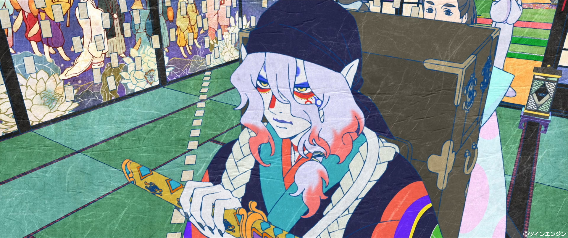 モノノ怪 » モノノ怪 ミニ屏風 墨絵 鏡合わせの薬売り