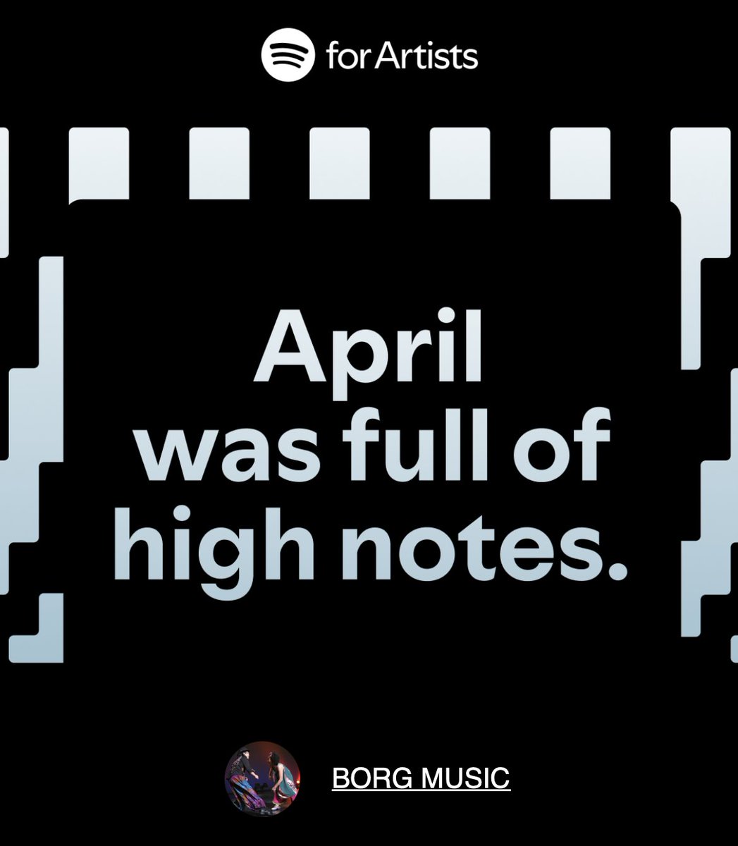 Thank you for enjoying my music on Spotify. April was another smooth month. Every little step means a lot.
#Spotify #Grateful 

いつもボーグの音楽を聴いてくれて、ありがとうございます。おかげさまで４月も順調でした。一歩一歩の積み重ねが大切です。
#感謝