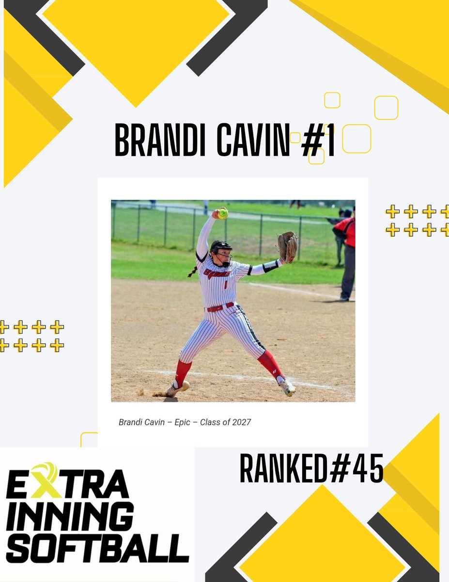 Epic08Cavin's tweet photo. Shout out to our #1 Brandi Cavin, who was ranked #45 in pitching by Extra Inning Softball in the Southwest Region, which includes all of Arizona, Arkansas, Oklahoma,  Texas, New Mexico, and Louisiana. Way to be Epic!!

@brandic01 @Epic__SB @EpicFastpitchO https://t.co/7JHnobtfbI