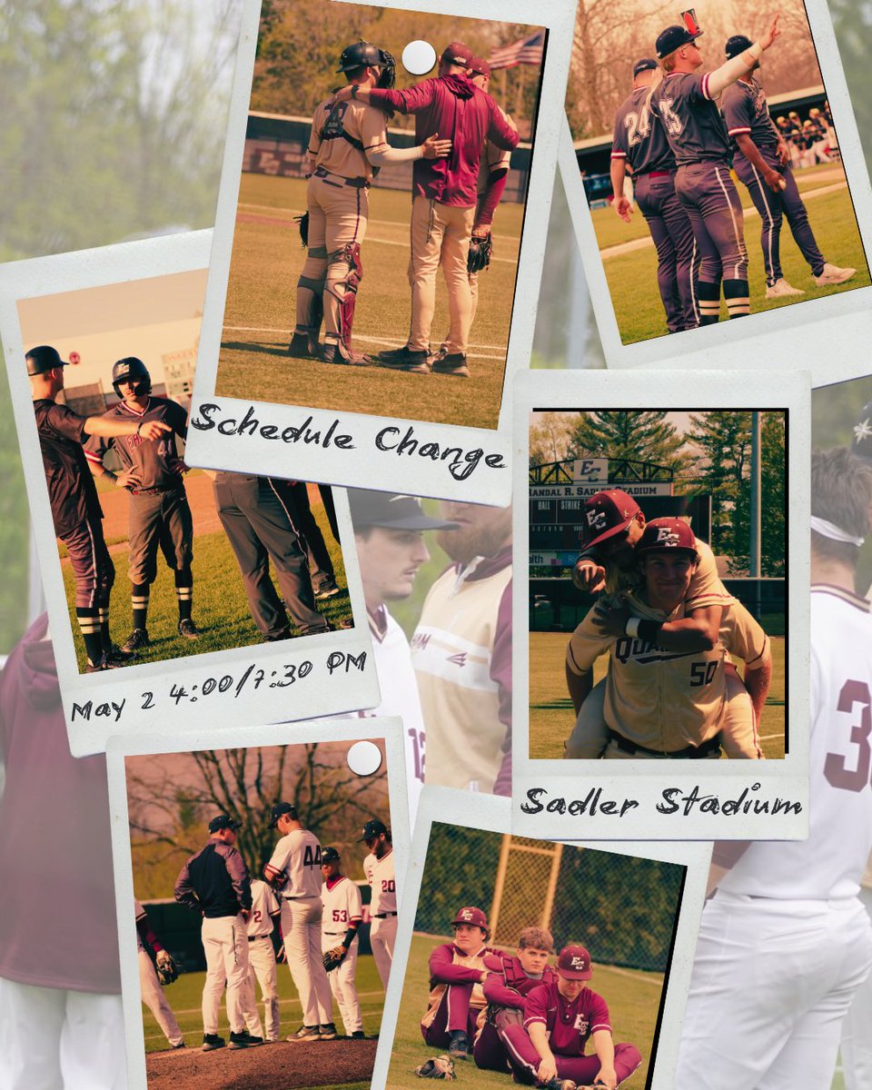 #ScheduleChange. Earlham College Baseball will now play MSJ Friday, May 2nd, starting at 4 pm. Sr day celebration immediately following the second game. #EarnedNotGiven