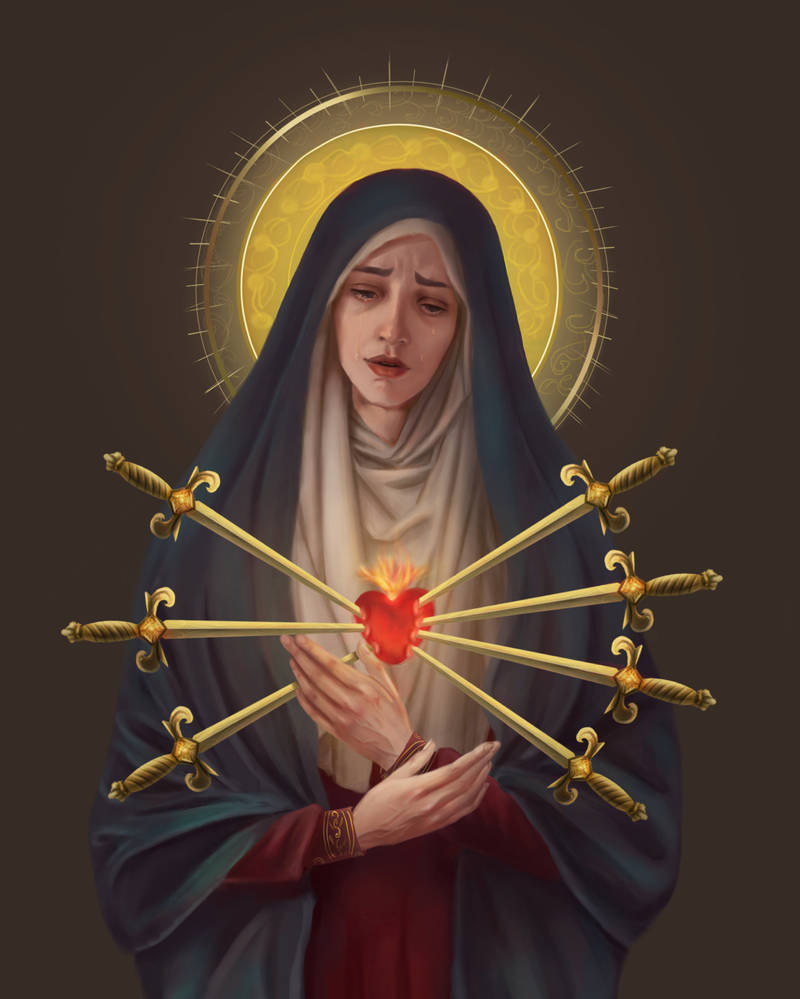 SkyVirginSon's tweet image. Hail, Mary, your sorrow, a testament to love's depth. 🙏