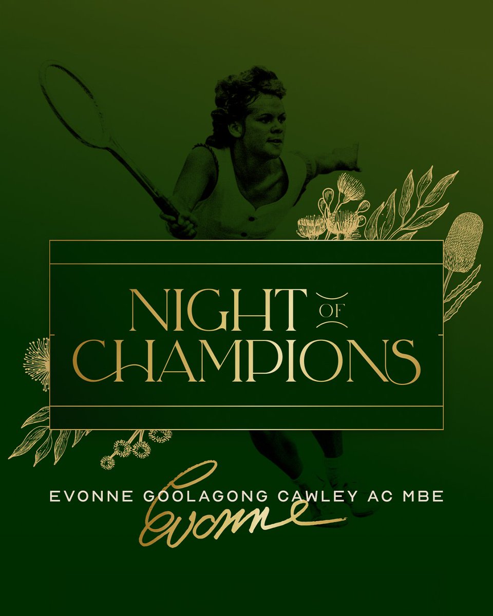 Join us on June 28 at the Regent Theatre, Melbourne, for the inaugural Night of Champions, where we'll launch the Evonne Goolagong Cawley Scholarship, which will support the next generation of First Nations tennis players. 
bit.ly/4d3ngY6