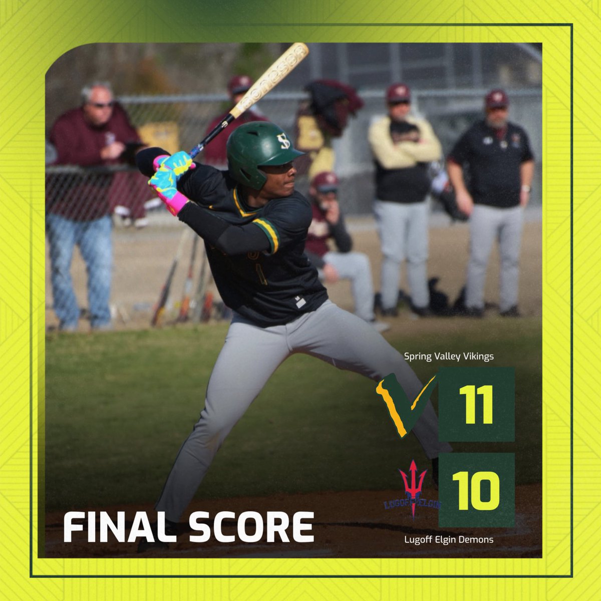 Spring Valley Vikings Baseball (@svbaseball00) on Twitter photo HOW ABOUT THEM VIKINGS!!!
Finishing the regular season 10-14 (6-6 region)
WP: Jacob Smoak
Offensive leaders
J.Williams 2-3, 3RBI, HR, Double
A.Kirby 3-4 , 4 RBI
Now it’s time to turn the page for playoffs!
<a href="/LouatTheState/">Lou Bezjak</a> <a href="/PrepBaseball_SC/">Prep Baseball South Carolina</a>
<a href="/SVVikingsSports/">Spring Valley Athletics</a> <a href="/StarSportsFeed/">Columbia Star Sports</a> HOW ABOUT THEM VIKINGS!!!
Finishing the regular season 10-14 (6-6 region)
WP: Jacob Smoak
Offensive leaders
J.Williams 2-3, 3RBI, HR, Double
A.Kirby 3-4 , 4 RBI
Now it’s time to turn the page for playoffs!
<a href="/LouatTheState/">Lou Bezjak</a> <a href="/PrepBaseball_SC/">Prep Baseball South Carolina</a>
<a href="/SVVikingsSports/">Spring Valley Athletics</a> <a href="/StarSportsFeed/">Columbia Star Sports</a>