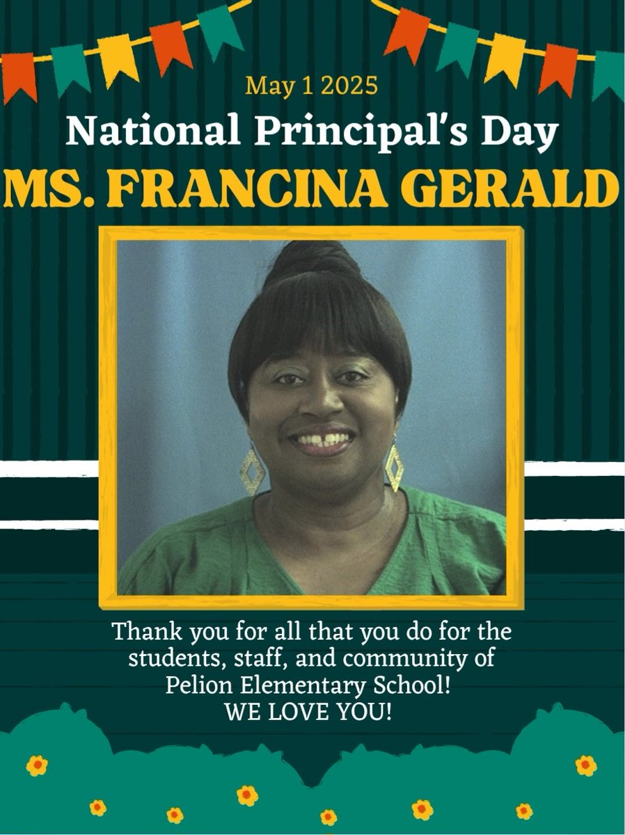 Pelion Elementary (@pes_panthernews) on Twitter photo Attention PES Family! Today we celebrate our awesome leader! Happy National Principal's Day! You always #WinTheDay with your #PantherPRIDE <a href="/principalgerald/">Francina</a> <a href="/ShirleyWaldy/">Shirley Waldy</a> <a href="/DeanneRicard/">Deanne Ricard</a> Attention PES Family! Today we celebrate our awesome leader! Happy National Principal's Day! You always #WinTheDay with your #PantherPRIDE <a href="/principalgerald/">Francina</a> <a href="/ShirleyWaldy/">Shirley Waldy</a> <a href="/DeanneRicard/">Deanne Ricard</a>