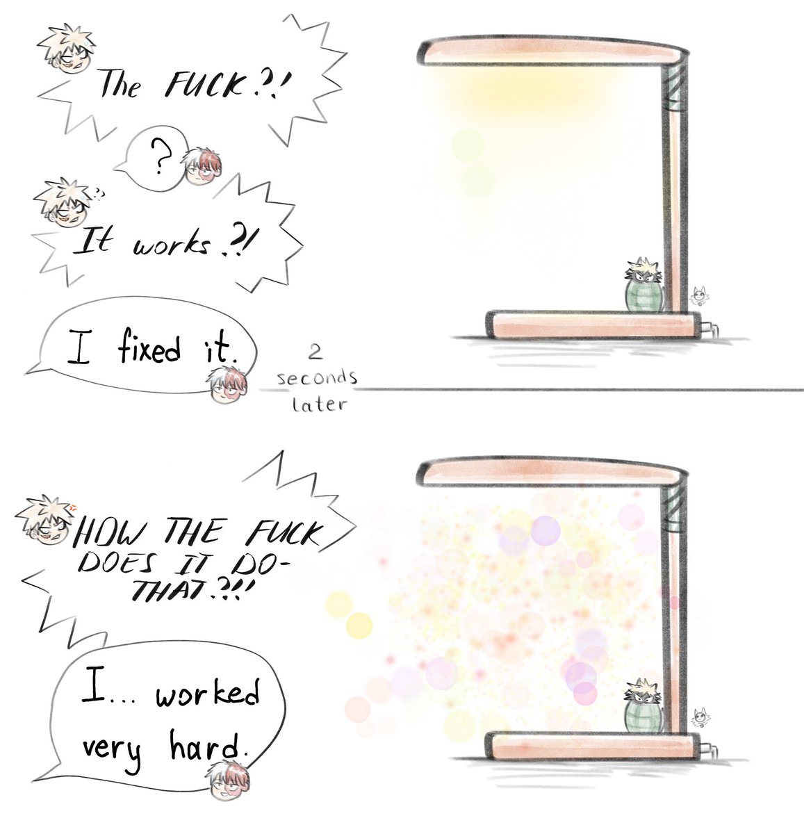 Maoco_tree's tweet photo. #MHAULTRAAGE #mha
like imagine shoto would not only fix that lamp but like- make it  do cool shit cause*he worked hard*
@redrihot i saw your post and got the idea 🙏 https://t.co/iLjY1NwDBR