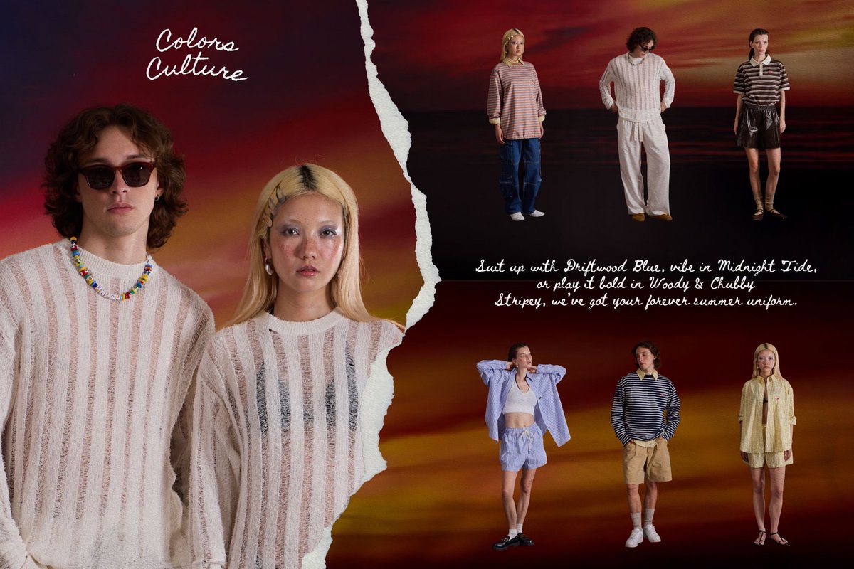 Stripes in the breeze. Summer isn’t going anywhere. 🌊🌞

Suit up with Driftwood Blue, vibe in Midnight Tide, or play it bold in Woody &amp; Chubby Stripey, we’ve got your forever summer uniform.

You know when to catch the wave. 🌴
colorsculture.store/en

#CCforeversummer25