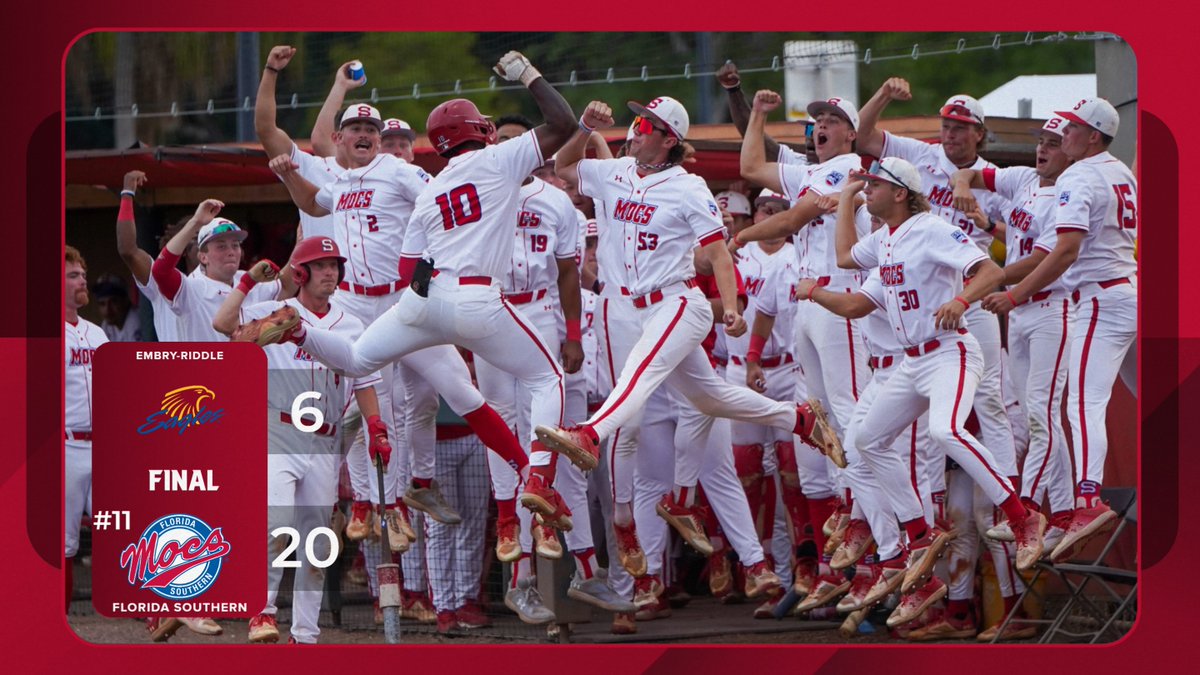 Florida Southern Mocs (@fsc_mocs) on Twitter photo MOCS WIN!!!
Fitts, Thoroman, and Relaford hit homers in a 20-6 win over the Eagles in the series opener for No. 11 <a href="/MocsBaseball/">FSC Baseball</a>! #LetsGoMocs
📰: fscmocs.com/news/2025/5/1/… MOCS WIN!!!
Fitts, Thoroman, and Relaford hit homers in a 20-6 win over the Eagles in the series opener for No. 11 <a href="/MocsBaseball/">FSC Baseball</a>! #LetsGoMocs
📰: fscmocs.com/news/2025/5/1/…